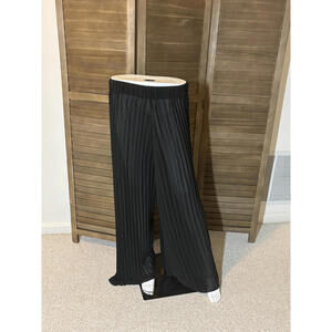 Black Sheer Pleated Swimsuit Cover-Up Pants